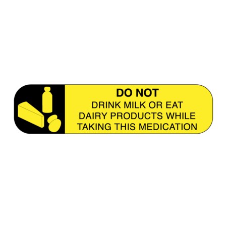 Do Not Drink Milk Or Eat Dairy Products' 3/8 X 1-1/2